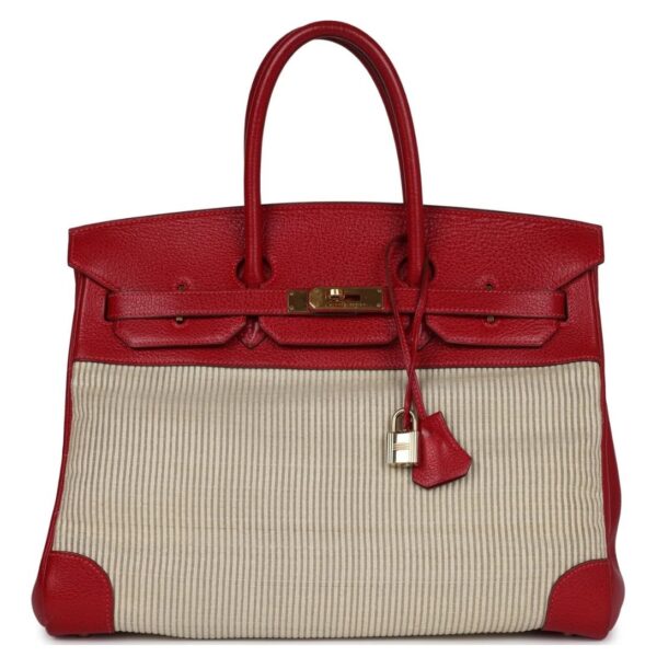 VINTAGE HERMÈS BIRKIN 35 ROUGE VIF BUFFALO AND CRINOLINE GOLD HARDWARE
