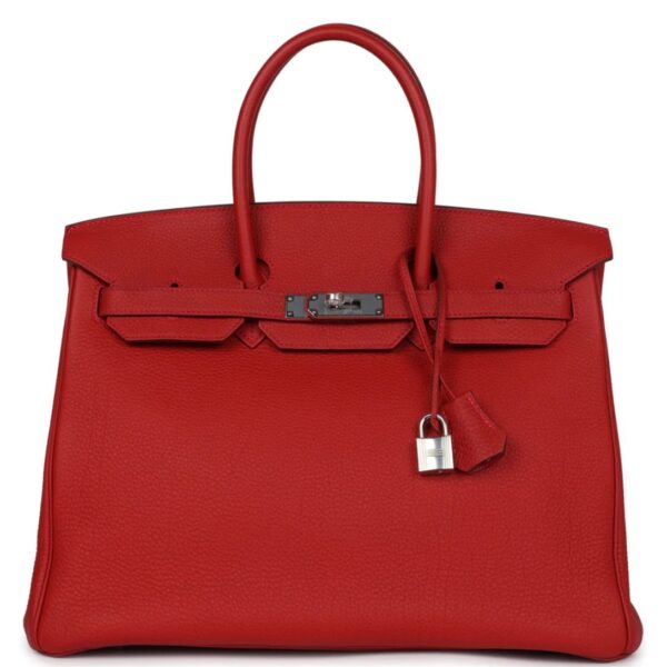 PRE-OWNED HERMÈS BIRKIN 35 ROUGE CASAQUE TOGO PALLADIUM HARDWARE
