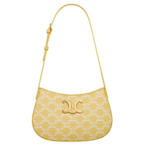 CELINE MEDIUM TILLY BAG IN TRIOMPHE CANVAS AND CALFSKIN BRIGHT YELLOW