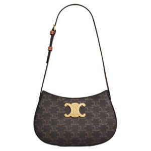 CELINE MEDIUM TILLY BAG IN TRIOMPHE CANVAS AND CALFSKIN