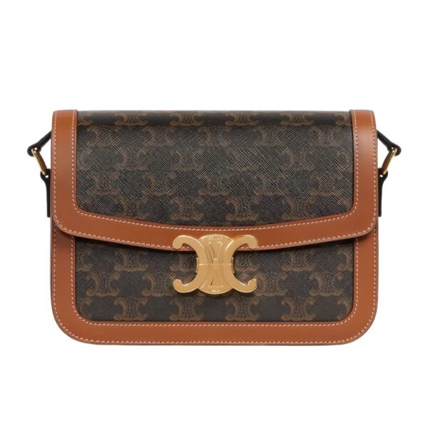 CELINE CLASSIQUE TRIOMPHE BAG IN CANVAS AND CALFSKIN