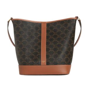 CELINE MEDIUM BUCKET IN TRIOMPHE CANVAS AND CALFSKIN