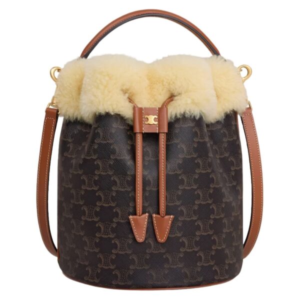 CELINE CLARA BAG IN TRIOMPHE CANVAS AND SHEARLING