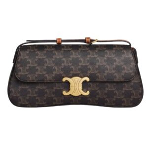 CELINE MEDIUM CELINE LOLA BAG IN TRIOMPHE CANVAS AND CALFSKIN