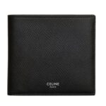 CELINE BI FOLD WALLET IN GRAINED CALFSKIN BLACK