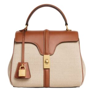 CELINE SMALL 16 BAG IN TEXTILE AND NATURAL CALFSKIN