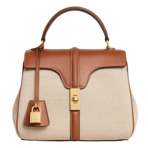 CELINE SMALL 16 BAG IN TEXTILE AND NATURAL CALFSKIN