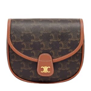 CELINE MINI BESACE IN TRIOMPHE CANVAS AND CALFSKIN