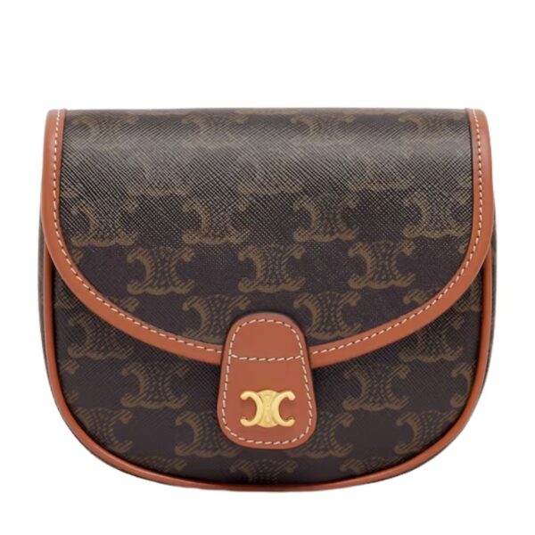CELINE MINI BESACE IN TRIOMPHE CANVAS AND CALFSKIN