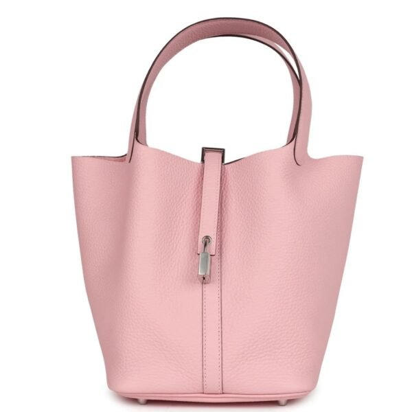 HERMÈS PICOTIN 22 ROSE SAKURA CLEMENCE PALLADIUM HARDWARE