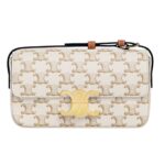 CELINE SHOULDER BAG CLAUDE IN TRIOMPHE CANVAS AND CALFSKIN WHITE