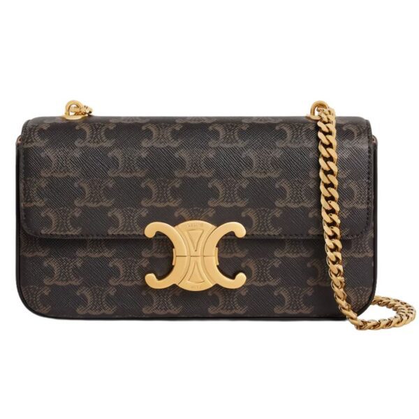 CELINE CHAIN SHOULDER BAG CLAUDE IN TRIOMPHE CANVAS