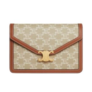 CELINE ENVELOPPE BAG IN TRIOMPHE CANVAS AND CALFSKIN