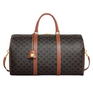 CELINE LARGE TRAVEL BAG IN TRIOMPHE CANVAS AND CALFSKIN