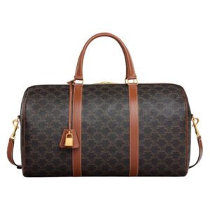 CELINE MEDIUM TRAVEL BAG IN TRIOMPHE CANVAS AND CALFSKIN