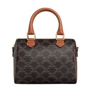 CELINE SMALL BOSTON IN TRIOMPHE CANVAS AND CALFSKIN TAN