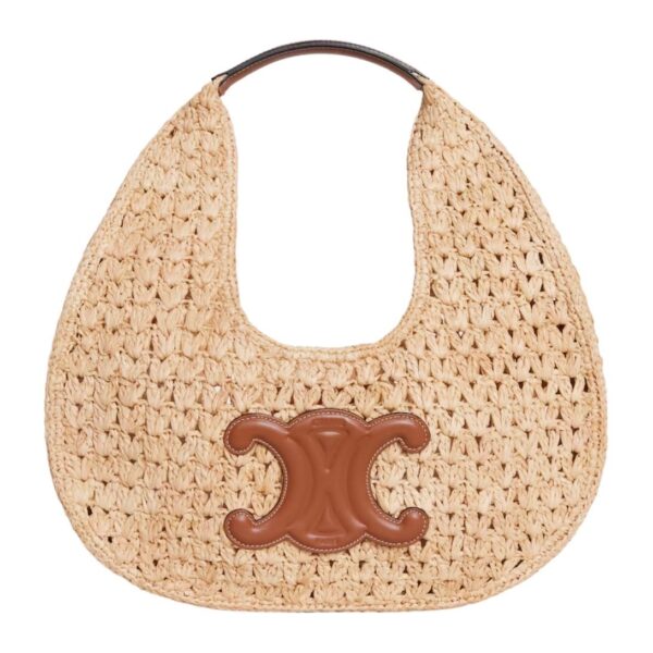 CELINE CLASSIC PANIER HOBO BAG IN RAFFIA AND CALFSKIN