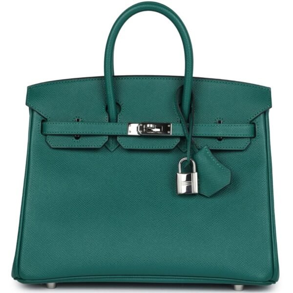 PRE-OWNED HERMÈS BIRKIN 25 MALACHITE EPSOM PALLADIUM HARDWARE
