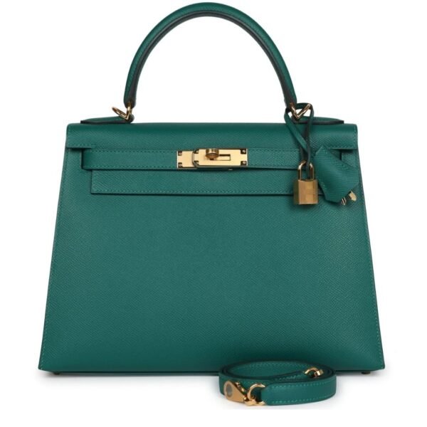 HERMÈS KELLY SELLIER 28 MALACHITE EPSOM GOLD HARDWARE