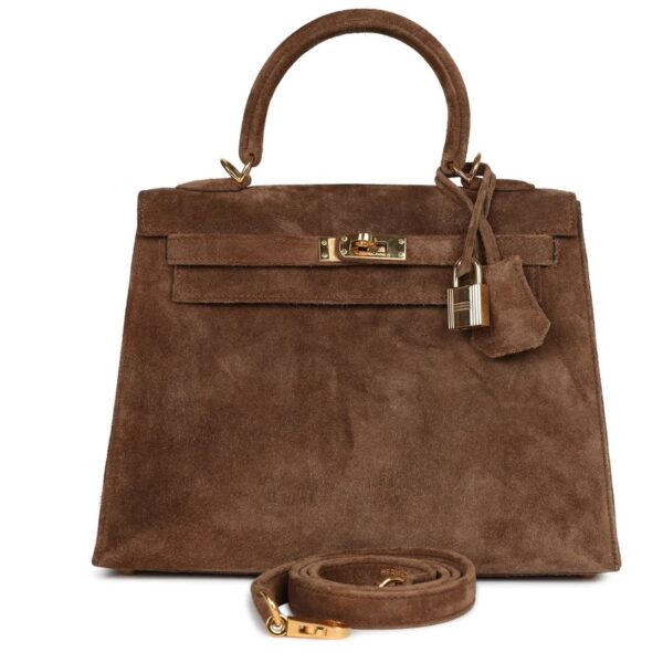 VINTAGE HERMÈS KELLY 25 BROWN DOBLIS GOLD HARDWARE
