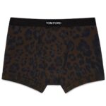 TOM FORD LEOPARD COTTON BOXER BRIEFS DARK BROWN