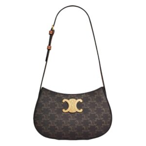CELINE MEDIUM TILLY BAG IN TRIOMPHE CANVAS AND CALFSKIN TAN