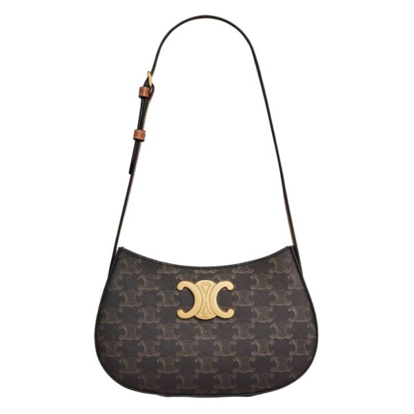 CELINE MEDIUM TILLY BAG IN TRIOMPHE CANVAS AND CALFSKIN TAN