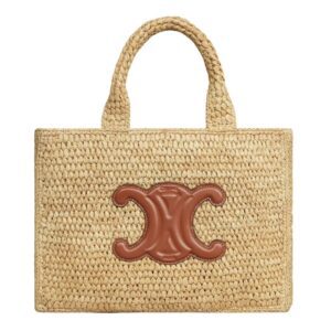 CELINE SMALL CABAS THAIS IN RAFFIA AND CALFSKIN