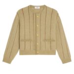 CELINE CARDIGAN JACKET IN BRUSHED MOHAIR LIGHT CAMEL