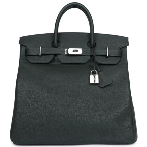 HERMÈS HAC BIRKIN 40 VERT FONCE TOGO PALLADIUM HARDWARE