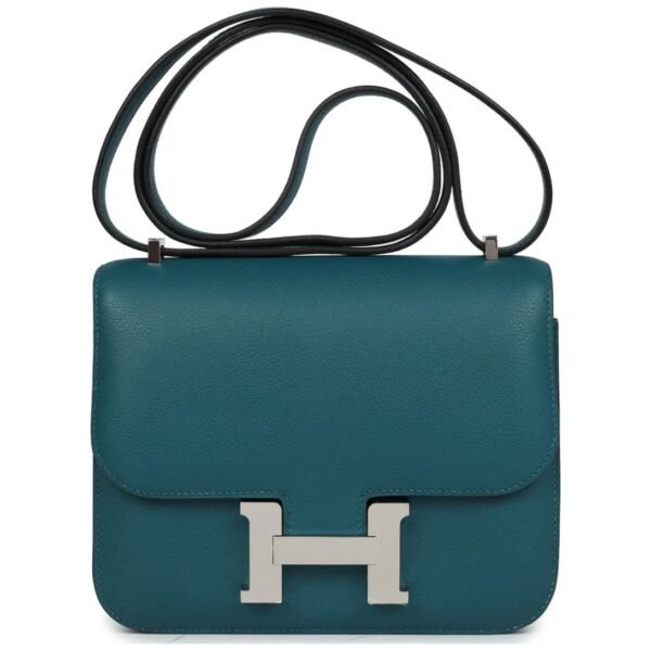 HERMÈS CONSTANCE 18 VERT BOSPHORE EVERCOLOR PALLADIUM HARDWARE