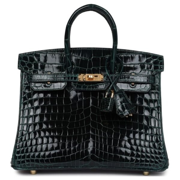 HERMÈS BIRKIN 25 VERT CYPRESS SHINY NILOTICUS CROCODILE GOLD HARDWARE