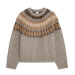 CELINE CREW NECK SWEATER IN BRUSHED FAIR ISLE ALPACA WOOL