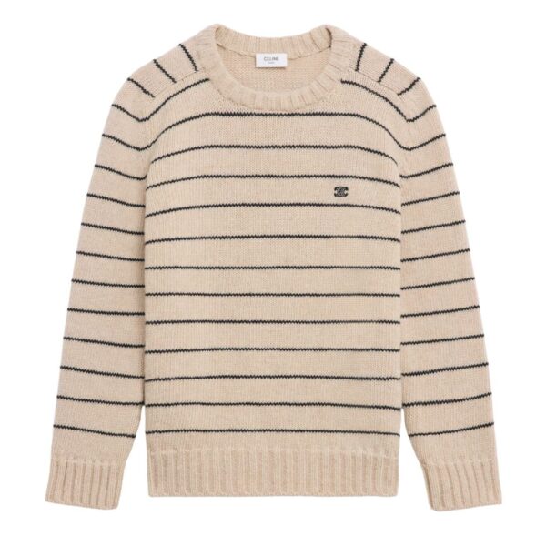 CELINE TRIOMPHE CREW NECK SWEATER IN STRIPED WOOL