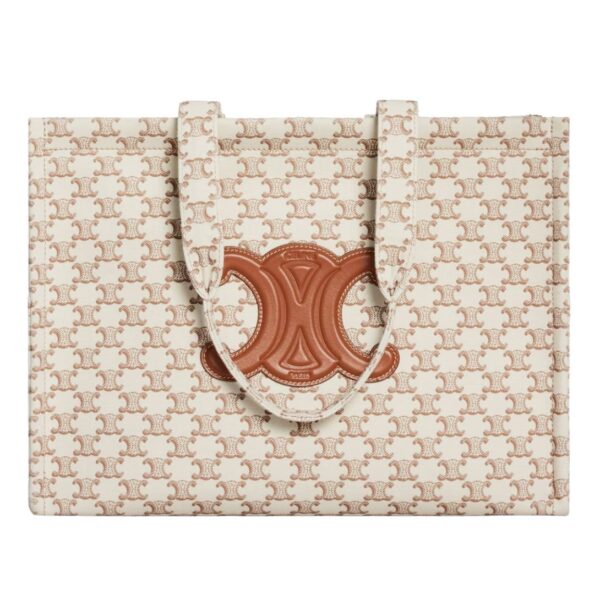 CELINE LARGE CABAS THAIS IN TEXTILE WITH TRIOMPHE CANVAS PRINT AND CALFSKIN