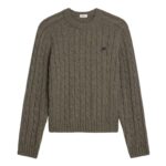 CELINE CABLE KNIT TRIOMPHE SWEATER IN CASHMERE TAUPE