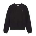 CELINE TRIOMPHE CREW NECK SWEATER IN WOOL AND CASHMERE BLACK-OFF WHITE