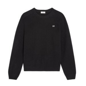 CELINE TRIOMPHE CREW NECK SWEATER IN WOOL AND CASHMERE GREY-OFF WHITE