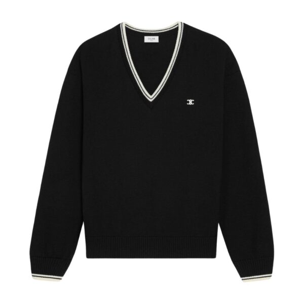 CELINE TRIOMPHE V NECK SWEATER IN WOOL