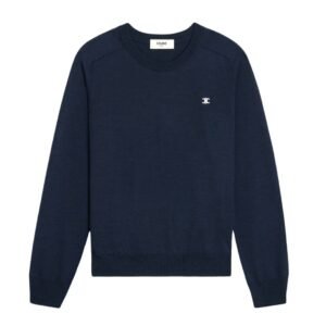 CELINE TRIOMPHE CREW NECK SWEATER IN WOOL MEDIUM GREY