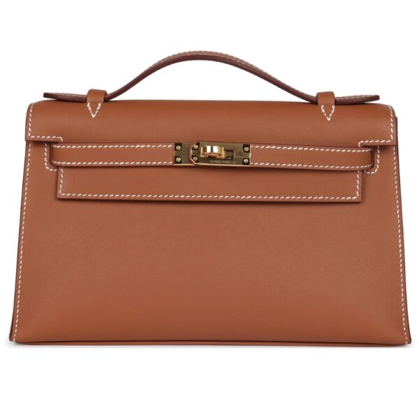 HERMÈS KELLY POCHETTE GOLD SWIFT GOLD HARDWARE