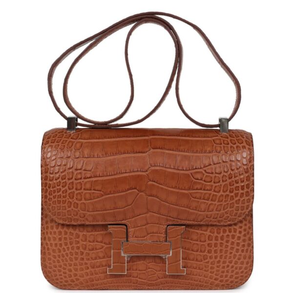 HERMÈS CONSTANCE 1-24 GOLD MATTE ALLIGATOR MARQUETTE PALLADIUM HARDWARE