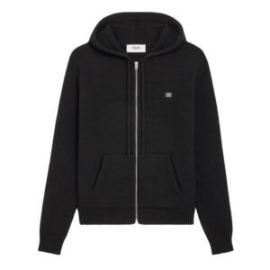 CELINE TRIOMPHE HOODED SWEATER IN WOOL AND CASHMERE MEDIUM GREY