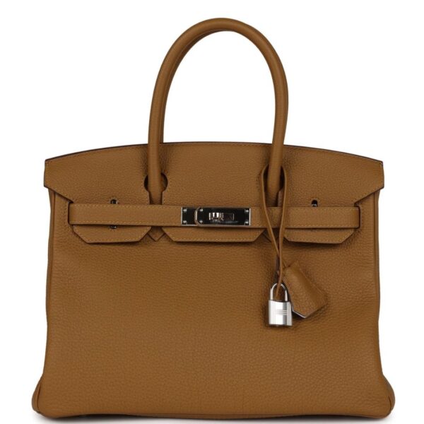 PRE-OWNED HERMÈS BIRKIN 30 BRONZE D'OR VERSO TOGO PALLADIUM HARDWARE