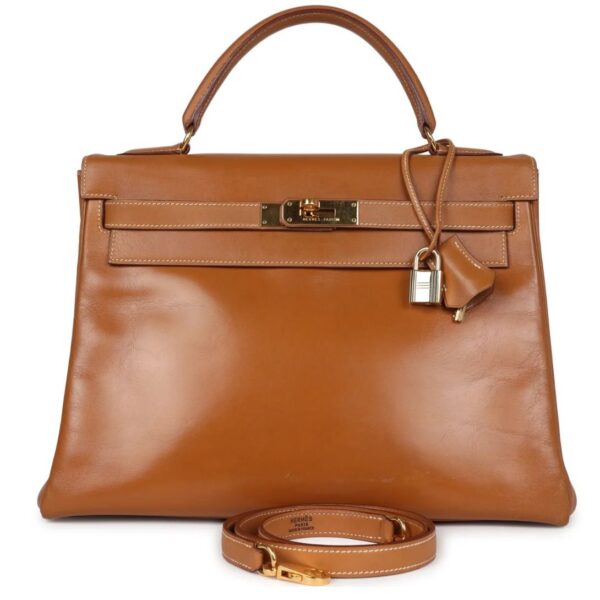 VINTAGE HERMÈS KELLY RETOURNE 32 NATUREL SABLE CHAMONIX GOLD HARDWARE