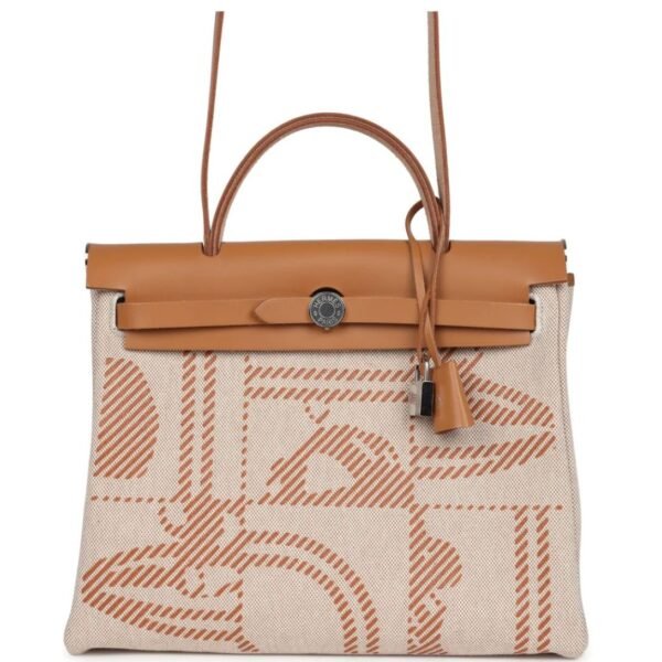 HERMÈS HERBAG ZIP PM 31 BRIDES DE GALA NATURAL SABLE BERLINE HUNTER AND ECRU TOILE H CANVAS PALLADIUM HARDWARE