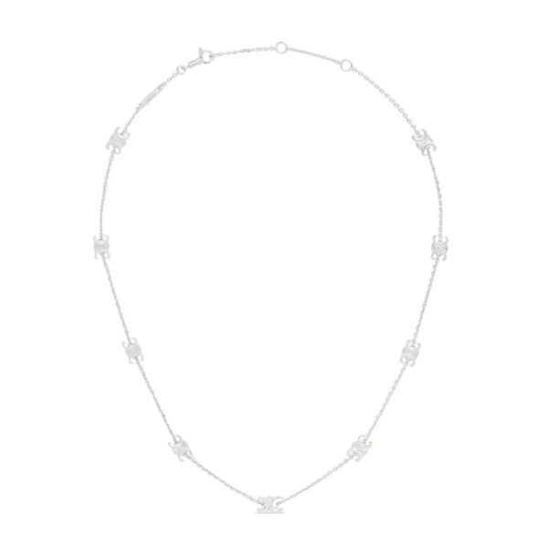 CELINE MINI TRIOMPHE NECKLACE IN BRASS WITH RHODIUM FINISH