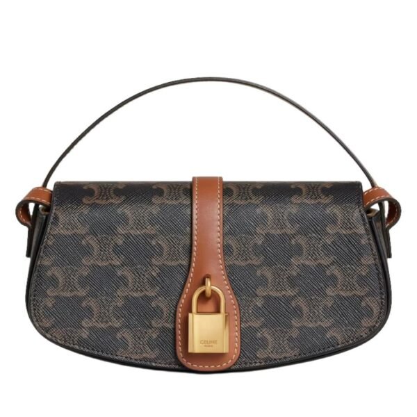 CELINE CLUTCH ON STRAP TABOU IN TRIOMPHE CANVAS AND CALFSKIN WHITE-TAN - Image 2