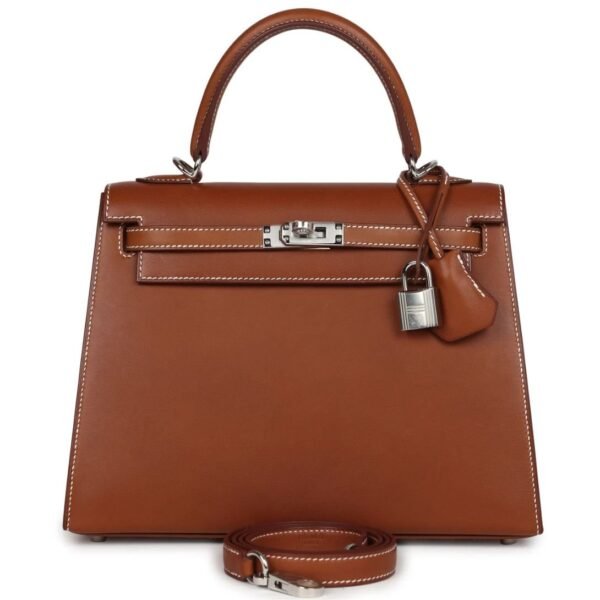 HERMÈS KELLY SELLIER 25 FAUVE BARENIA PALLADIUM HARDWARE