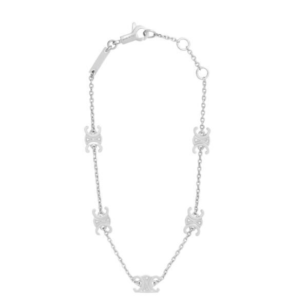 CELINE MINI TRIOMPHE BRACELET IN BRASS WITH RHODIUM FINISH